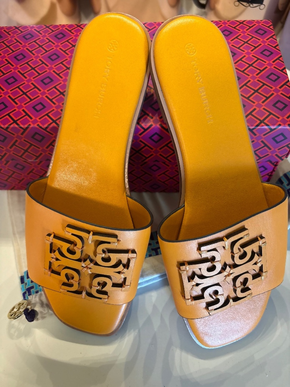 Tory Burch orange Ines slides